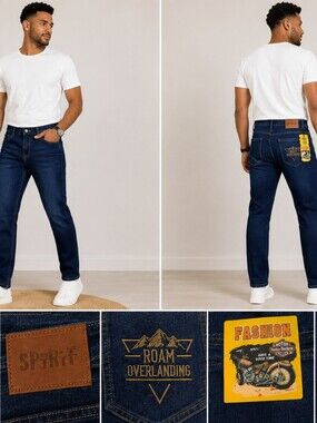 Esprit Men's Dark Indigo Skinny Jeans with Gold Patch Detail